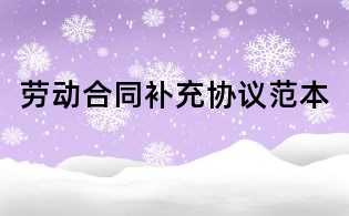 劳动合同补充协议范本