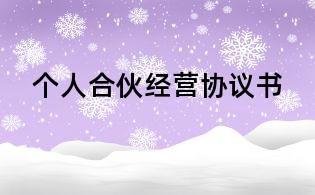 个人合伙经营协议书