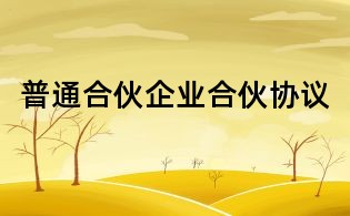 普通合伙企业合伙协议