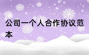 公司一个人合作协议范本