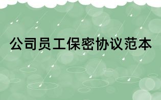 公司员工保密协议范本
