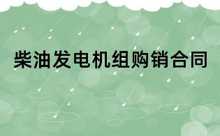 柴油发电机组购销合同