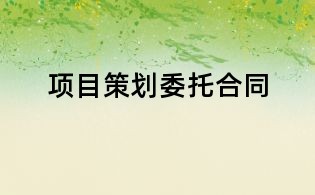 项目策划委托合同