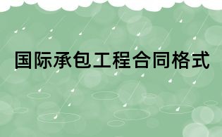 国际承包工程合同格式