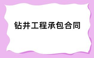 钻井工程承包合同