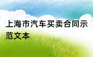 上海市汽车买卖合同示范文本