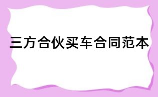 三方合伙买车合同范本
