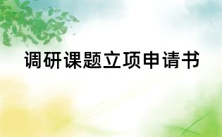 调研课题立项申请书