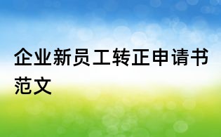 企业新员工转正申请书范文
