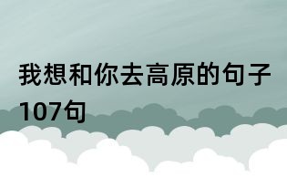 我想和你去高原的句子107句