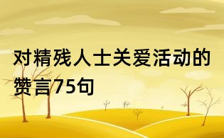 对精残人士关爱活动的赞言75句