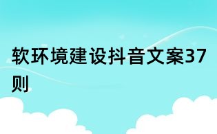 软环境建设抖音文案37则
