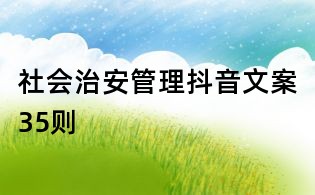 社会治安管理抖音文案35则
