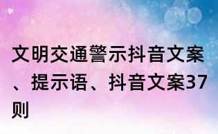 文明交通警示抖音文案、提示语、抖音文案37则