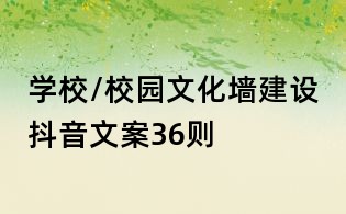 学校/校园文化墙建设抖音文案36则