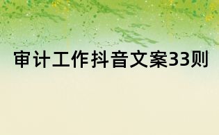 审计工作抖音文案33则
