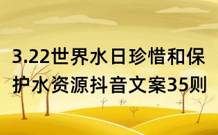 3.22世界水日珍惜和保护水资源抖音文案35则