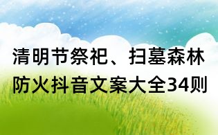 清明节祭祀、扫墓森林防火抖音文案大全34则