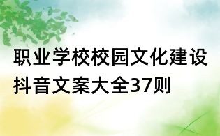 职业学校校园文化建设抖音文案大全37则