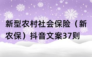 新型农村社会保险(新农保)抖音文案37则