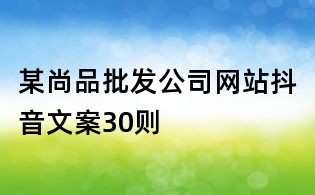 某尚品批发公司网站抖音文案30则