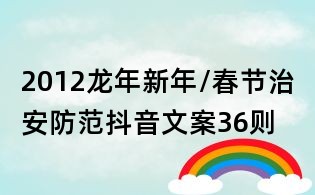 2012龙年新年/春节治安防范抖音文案36则