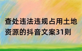 查处违法违规占用土地资源的抖音文案31则