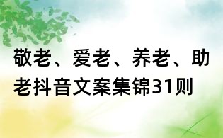 敬老、爱老、养老、助老抖音文案集锦31则