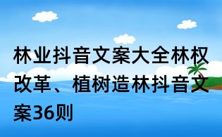 林业抖音文案大全:林权改革、植树造林抖音文案36则