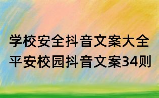 学校安全抖音文案大全:平安校园抖音文案34则