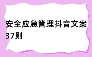 安全应急管理抖音文案37则