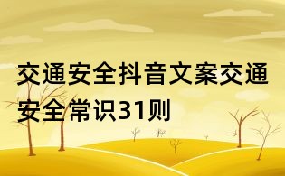 交通安全抖音文案:交通安全常识31则