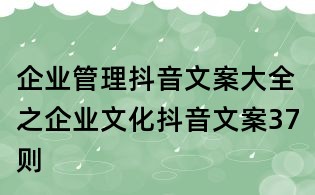 企业管理抖音文案大全之企业文化抖音文案37则