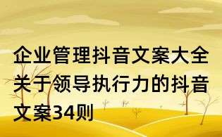 企业管理抖音文案大全:关于领导执行力的抖音文案34则