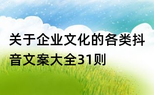关于企业文化的各类抖音文案大全31则