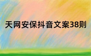 天网安保抖音文案38则