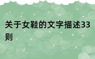 关于女鞋的文字描述33则