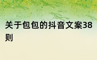 关于包包的抖音文案38则