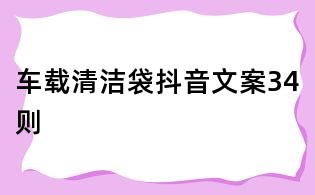 车载清洁袋抖音文案34则