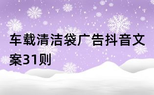 车载清洁袋广告抖音文案31则