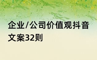 企业/公司价值观抖音文案32则