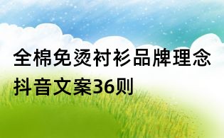 全棉免烫衬衫品牌理念抖音文案36则