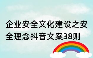 企业安全文化建设之安全理念抖音文案38则