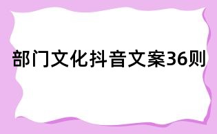 部门文化抖音文案36则