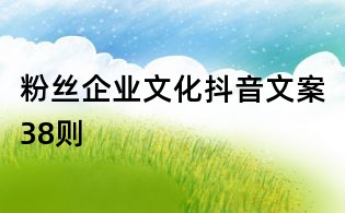 粉丝企业文化抖音文案38则