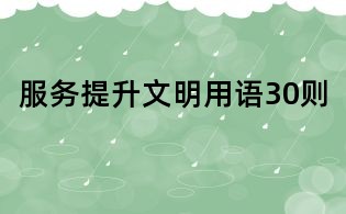 服务提升文明用语30则