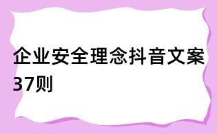企业安全理念抖音文案37则