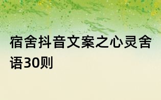 宿舍抖音文案之心灵舍语30则