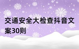 交通安全大检查抖音文案30则