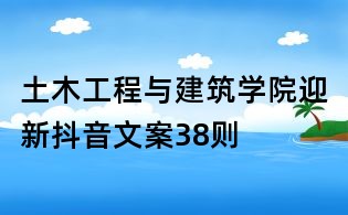土木工程与建筑学院迎新抖音文案38则